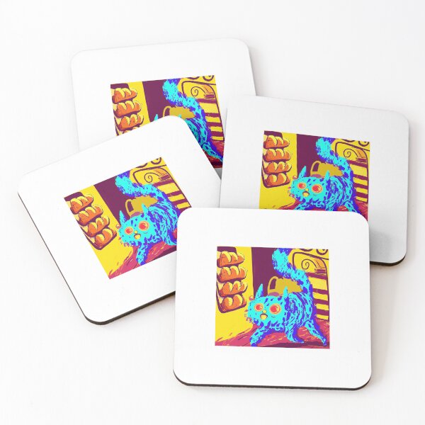 Item preview, psychedelic cat goes to the boulangerie designed and sold by geejeanie.