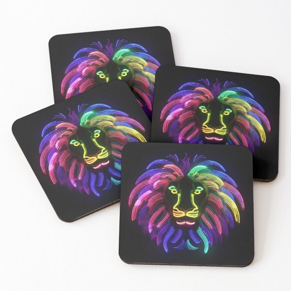 Item preview, Lion made of rainbow colored lights 10 designed and sold by jetaiart.