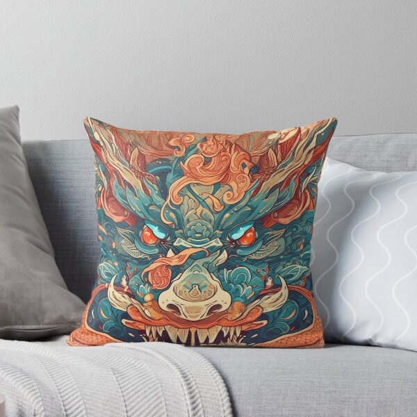Item preview, Foo Dog Japanese Artwork Colorful - Traditional Japanese Inspired Tattoo Flash designed and sold by GeradoSadow.