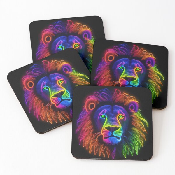 Item preview, Lion made of rainbow colored lights 11 designed and sold by jetaiart.