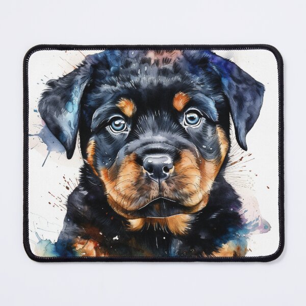 Item preview, Rottweiler Puppy Watercolour Portrait | Dog Breeds Illustration designed and sold by Adios65.
