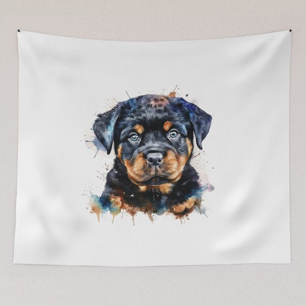 Item preview, Rottweiler Puppy Watercolour Portrait | Dog Breeds Illustration designed and sold by Adios65.