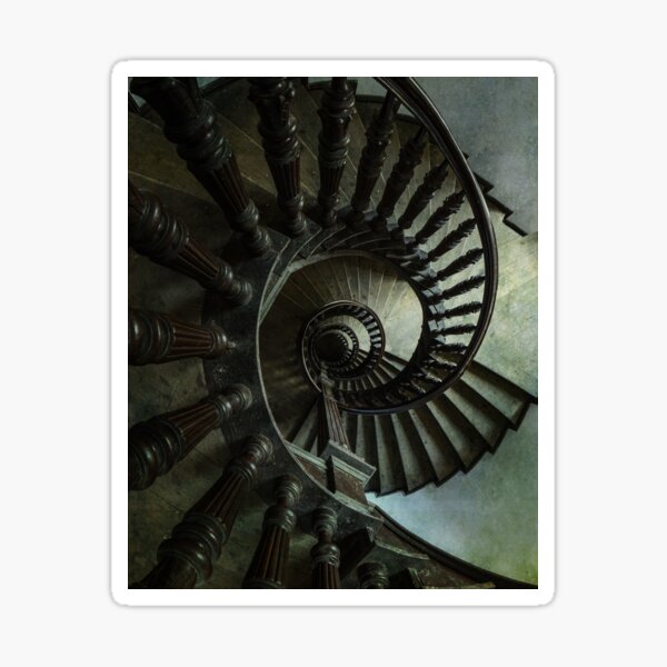 Brown spiral wooden staircase Sticker