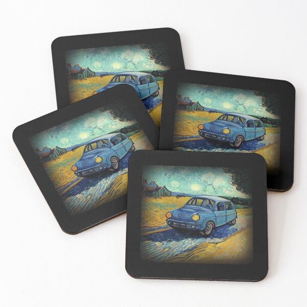 Item preview, Blue Car On A Country Road ~ Van Gogh-esque Style Oil Painting~ On Black Background designed and sold by stefanclays.