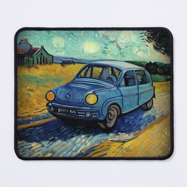 Item preview, Blue Car On A Country Road ~ Van Gogh-esque Style Oil Painting~ On Black Background designed and sold by stefanclays.