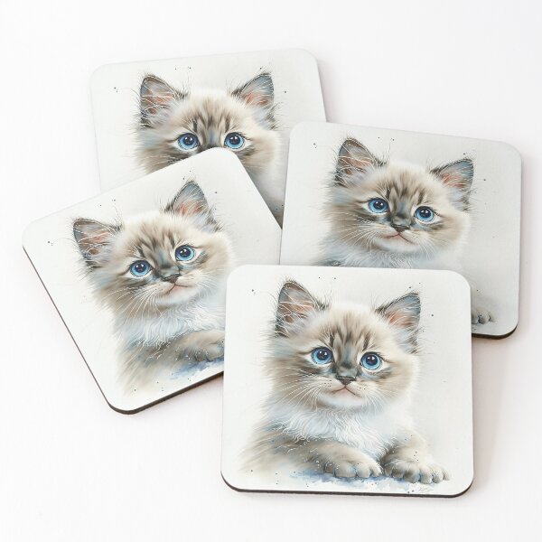 Item preview, Ragamuffin Kitten Watercolour Portrait | Cat Breeds Illustration designed and sold by Adios65.