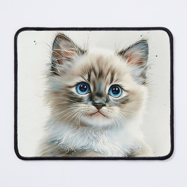 Item preview, Ragamuffin Kitten Watercolour Portrait | Cat Breeds Illustration designed and sold by Adios65.