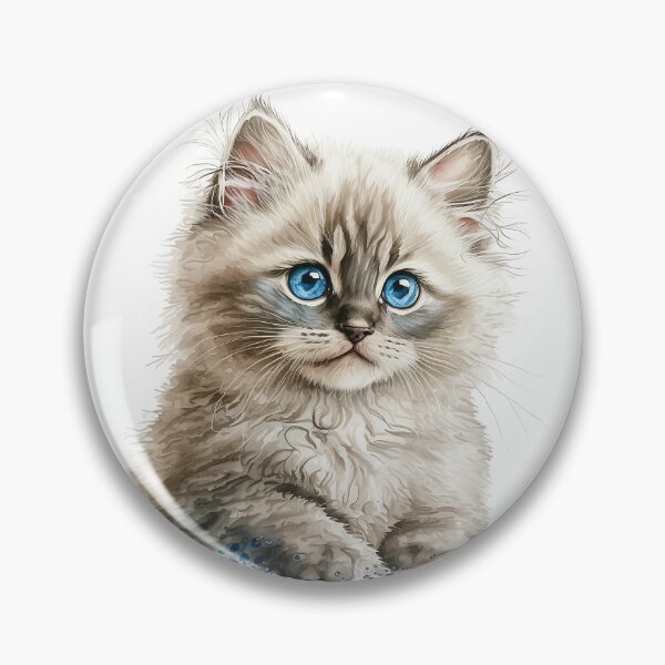 Item preview, Ragamuffin Kitten Watercolour Portrait | Cat Breeds Illustration designed and sold by Adios65.