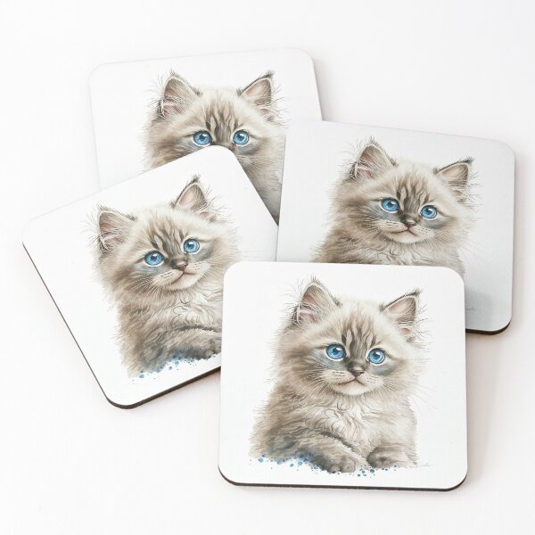 Item preview, Ragamuffin Kitten Watercolour Portrait | Cat Breeds Illustration designed and sold by Adios65.