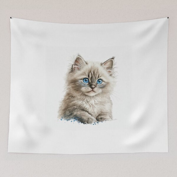 Item preview, Ragamuffin Kitten Watercolour Portrait | Cat Breeds Illustration designed and sold by Adios65.