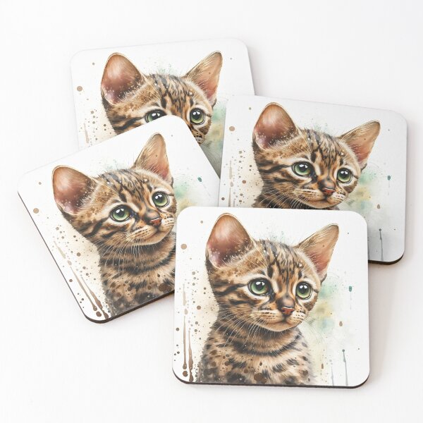 Item preview, Bengal Kitten Watercolour Portrait | Cat Breeds Illustration designed and sold by Adios65.