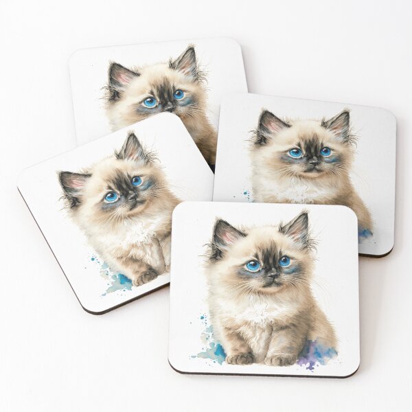 Item preview, Birman Kitten Watercolour Portrait | Cat Breeds Illustration designed and sold by Adios65.