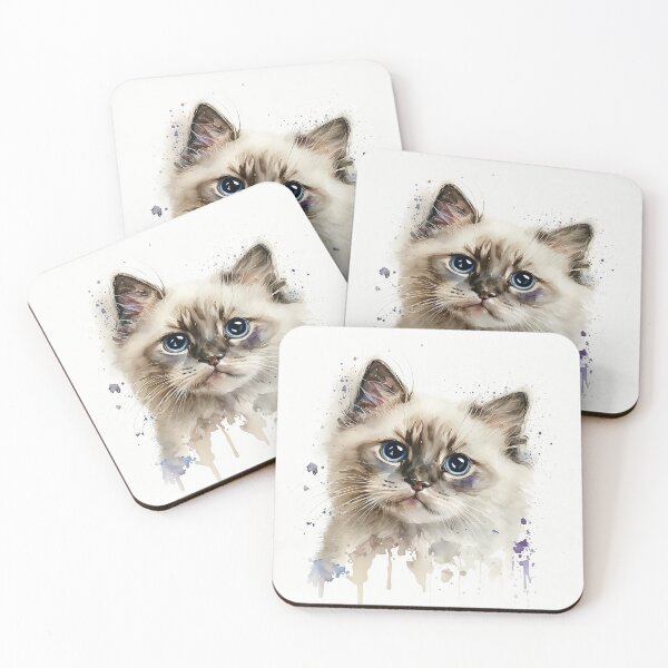 Item preview, Ragamuffin Kitten Watercolour Portrait | Cat Breeds Illustration designed and sold by Adios65.