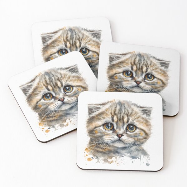 Item preview, Scottish Fold Kitten Watercolour Portrait | Cat Breeds Illustration designed and sold by Adios65.