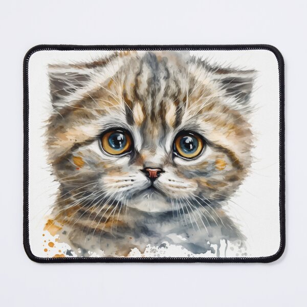 Item preview, Scottish Fold Kitten Watercolour Portrait | Cat Breeds Illustration designed and sold by Adios65.