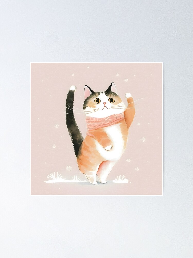 Póster «Hola gato - ilustración de gato - Hola gato» de littleblackkiss |  Redbubble