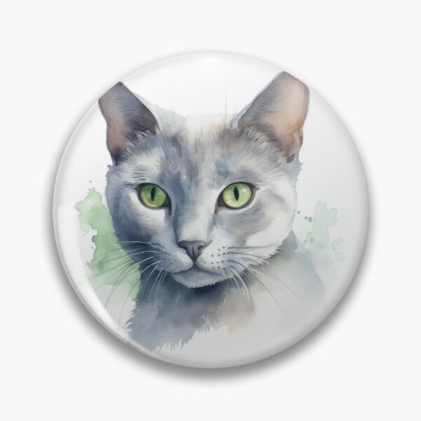Item preview,  Russian Blue Cat Watercolour Portrait | Cat Breeds Illustration designed and sold by Adios65.