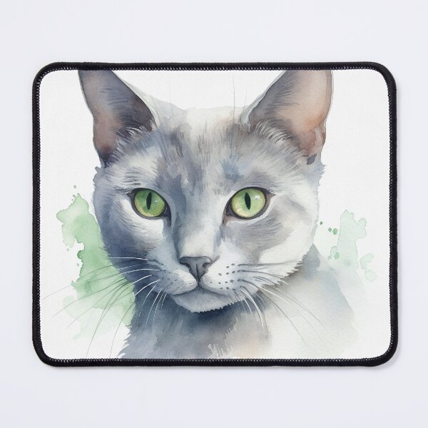 Item preview, Russian Blue Cat Watercolour Portrait | Cat Breeds Illustration designed and sold by Adios65.