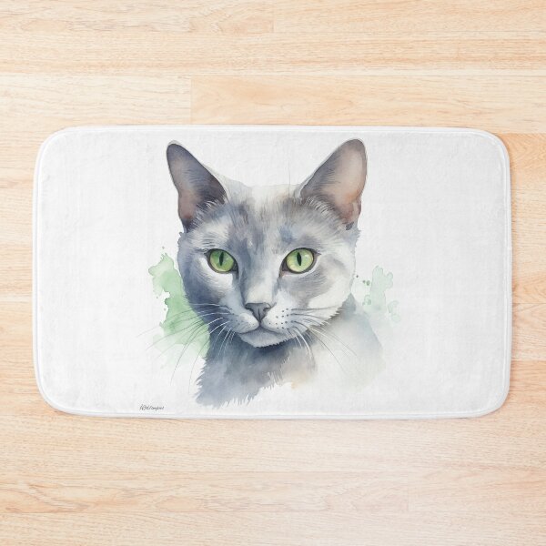 Item preview,  Russian Blue Cat Watercolour Portrait | Cat Breeds Illustration designed and sold by Adios65.