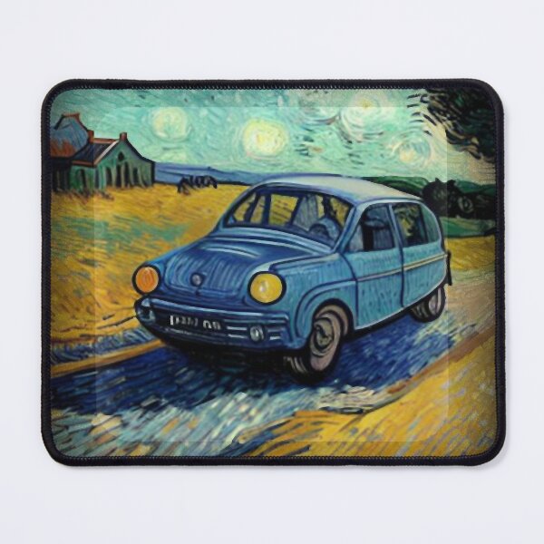 Item preview, Blue Car On A Country Road ~ Van Gogh-esque Style Oil Painting~ On White Background designed and sold by colecallahans.