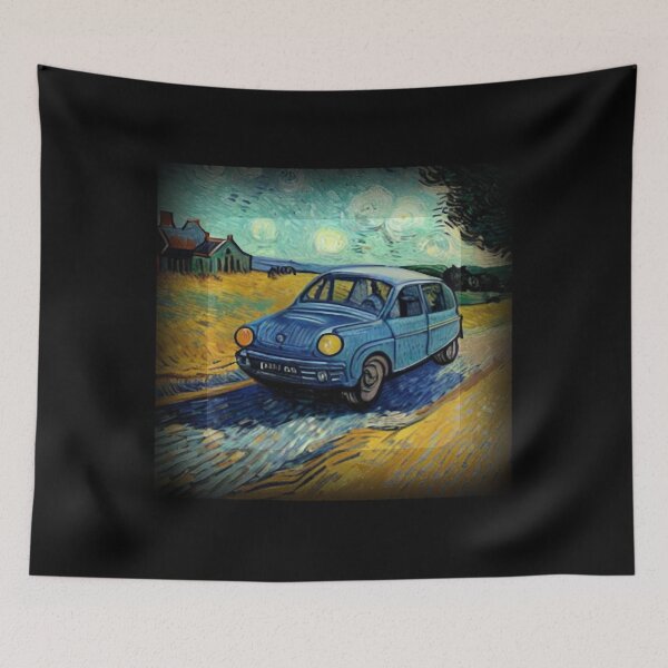 Item preview, Blue Car On A Country Road ~ Van Gogh-esque Style Oil Painting~ On White Background designed and sold by colecallahans.