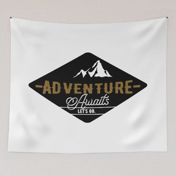 Item preview, ADVENTURE AWAITS LET'S GO Mountain logo designed and sold by starkle.