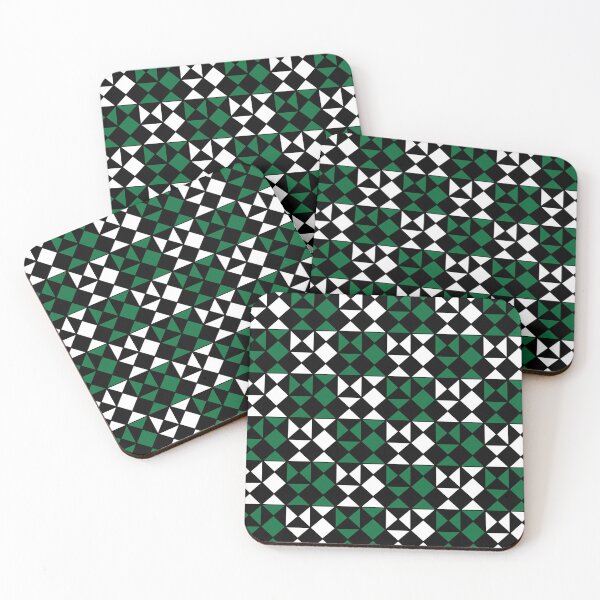 Item preview, Black White Green Triangle Square Geometric Pattern designed and sold by Nisha Prabhu.