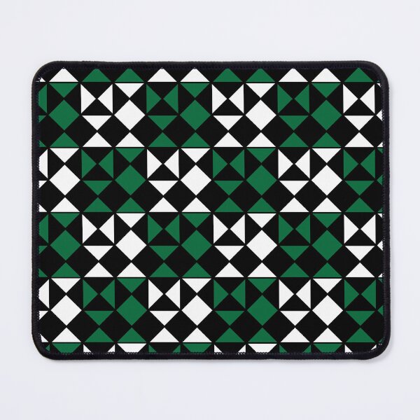 Item preview, Black White Green Triangle Square Geometric Pattern designed and sold by Nisha Prabhu.
