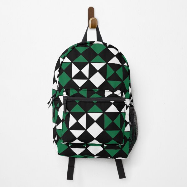 Item preview, Black White Green Triangle Square Geometric Pattern designed and sold by Nisha Prabhu.