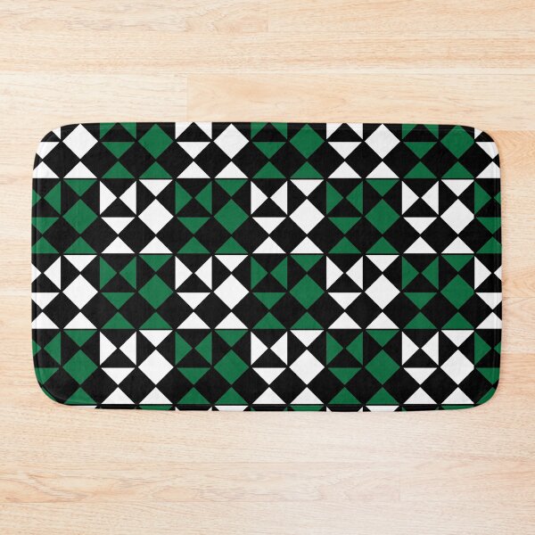 Item preview, Black White Green Triangle Square Geometric Pattern designed and sold by Nisha Prabhu.