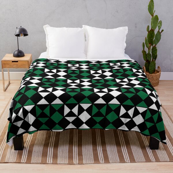 Item preview, Black White Green Triangle Square Geometric Pattern designed and sold by Nisha Prabhu.