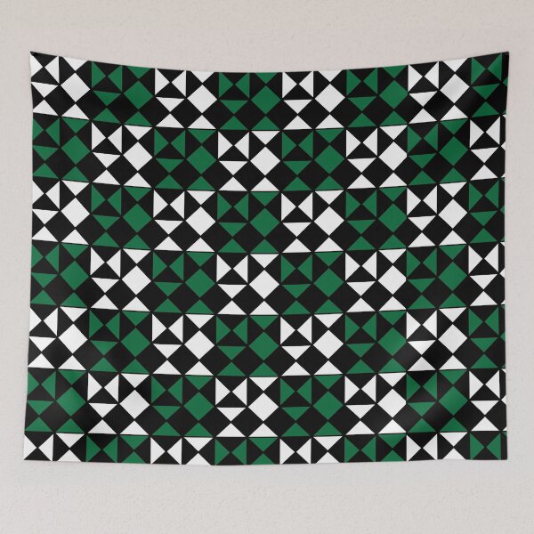 Item preview, Black White Green Triangle Square Geometric Pattern designed and sold by Nisha Prabhu.