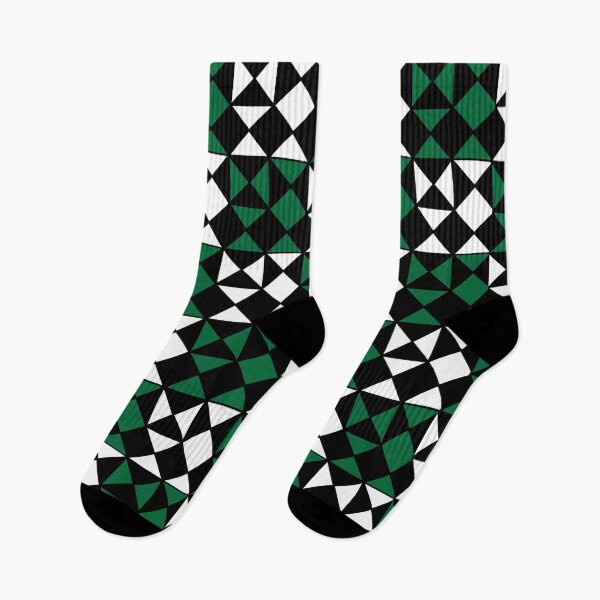 Item preview, Black White Green Triangle Square Geometric Pattern designed and sold by Nisha Prabhu.