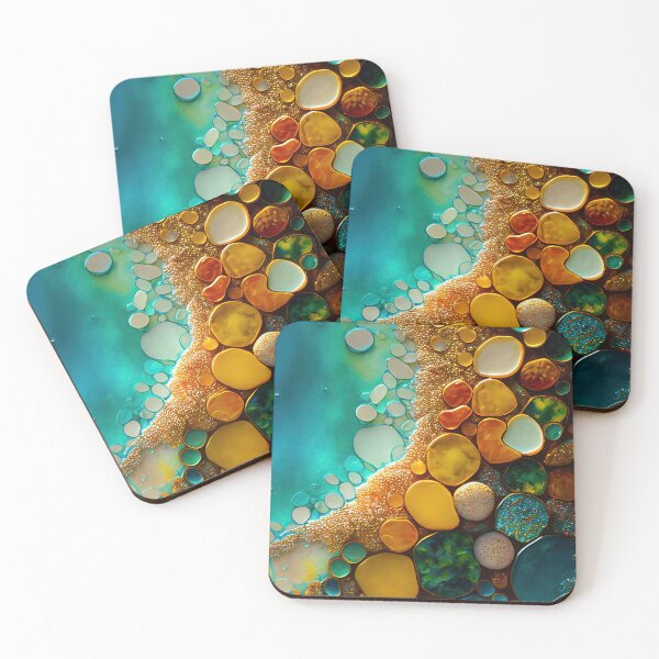 Item preview, Pointillism seaglass golden streams abstract designed and sold by Piotrek0001.