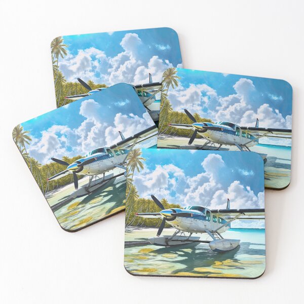 Item preview, Floatplane Beached on a Tropical Island, AI Generated designed and sold by AirbornePrints.