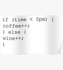 Drinking Coder Coffee Wine Poster