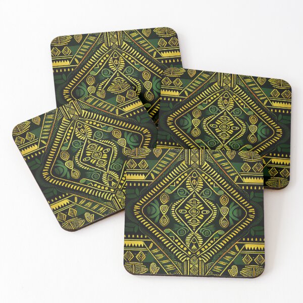 Item preview, Green African Pattern Digital Painting designed and sold by CodeAndColors.