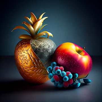 Vorschaubild zum Design The Unassuming Fruit and Its Silver Companion Digital Painting von CodeAndColors