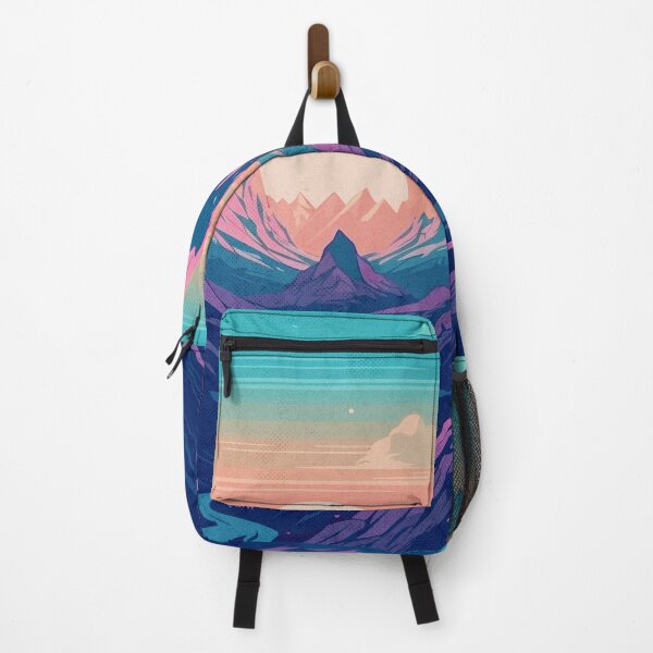 Item preview, Burning horizon - a landscape of mountains, trees and river in shades of orange and purple designed and sold by Raul Divaine.