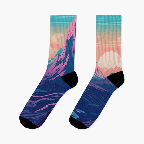 Item preview, Burning horizon - a landscape of mountains, trees and river in shades of orange and purple designed and sold by Raul Divaine.