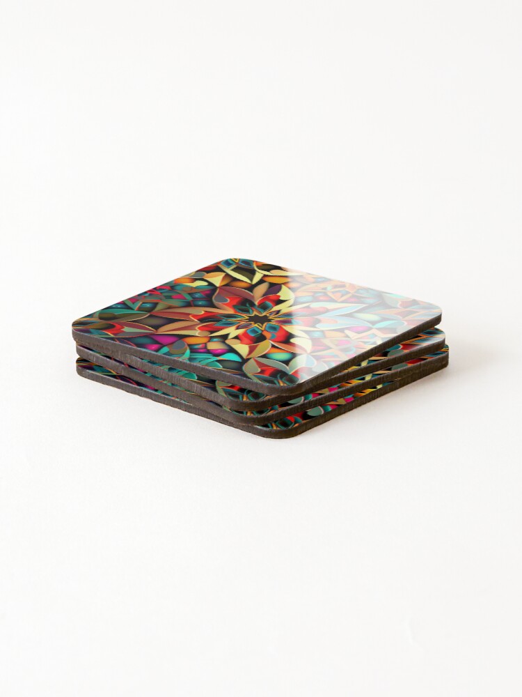 Thumbnail 4 of 5, Coasters (Set of 4), Colorful Transitional Pattern Digital Painting designed and sold by CodeAndColors.