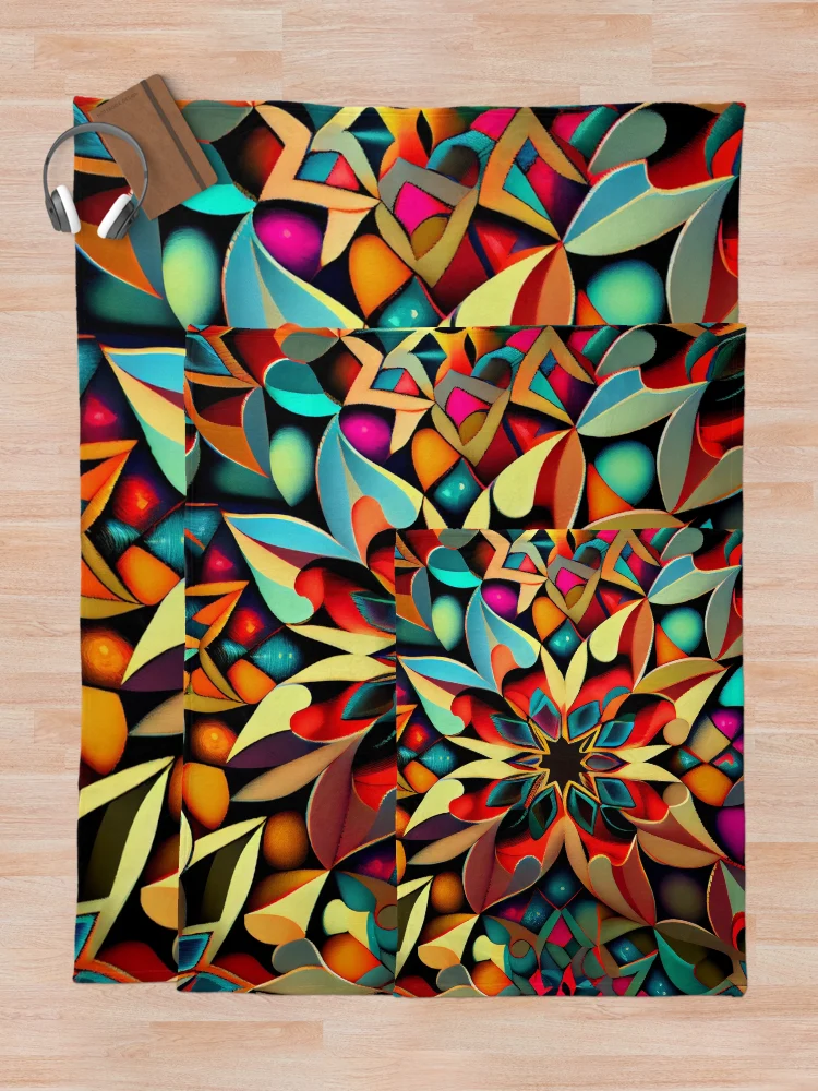 Thumbnail 5 of 6, Throw Blanket, Colorful Transitional Pattern Digital Painting designed and sold by CodeAndColors.