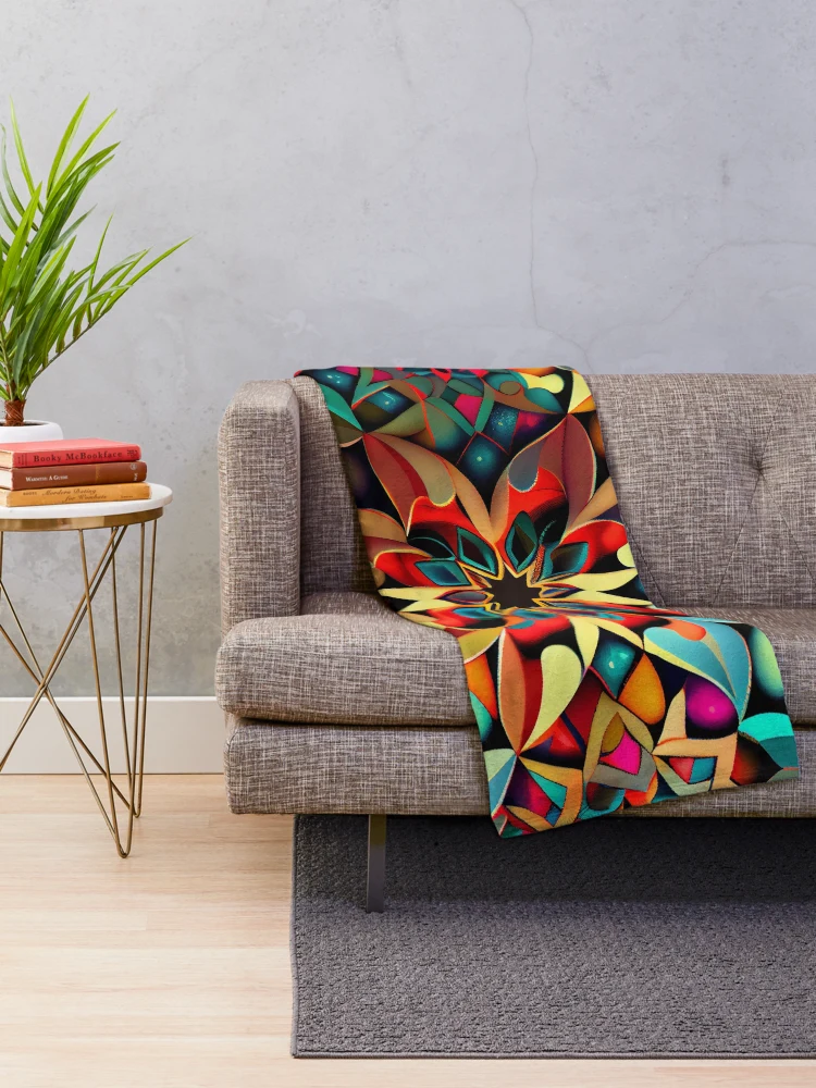 Thumbnail 2 of 6, Throw Blanket, Colorful Transitional Pattern Digital Painting designed and sold by CodeAndColors.