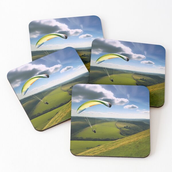 Item preview, Paraglider Soaring Above the British Countryside, AI Generated designed and sold by AirbornePrints.