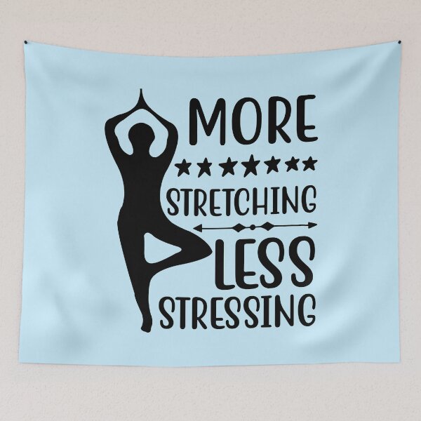 Item preview, Yoga Quote More Stretching Less Stressing Motivational Saying designed and sold by SoccaTamam.