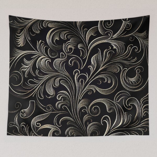 Item preview, Drawn Swirling Sketched Dark European Pattern Digital Painting designed and sold by CodeAndColors.
