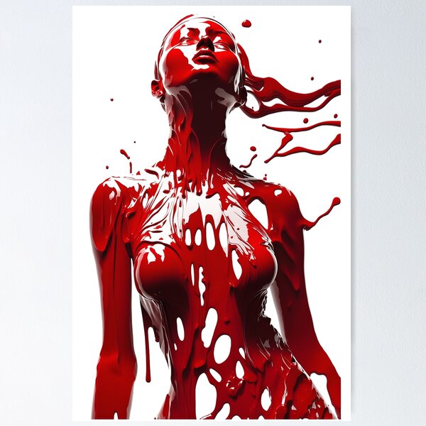 Item preview, Abstract Portrait of a Woman as a liquid red paint silhouette designed and sold by ManuelAndreas.