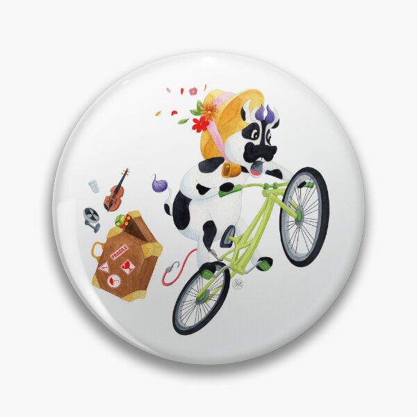 Item preview, Cow riding a bicycle and losing her suitcase. designed and sold by Iris Créa.