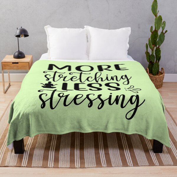 Item preview, Yoga Saying More Stretching Less Stressing Motivational Quote designed and sold by SoccaTamam.