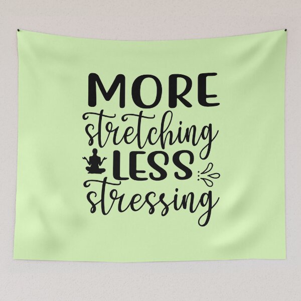 Item preview, Yoga Saying More Stretching Less Stressing Motivational Quote designed and sold by SoccaTamam.
